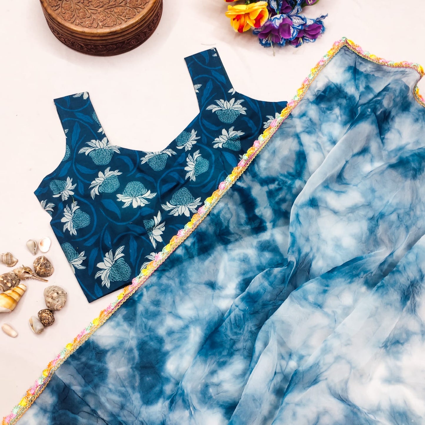 Organza Saree with Artistic Printed Blouse