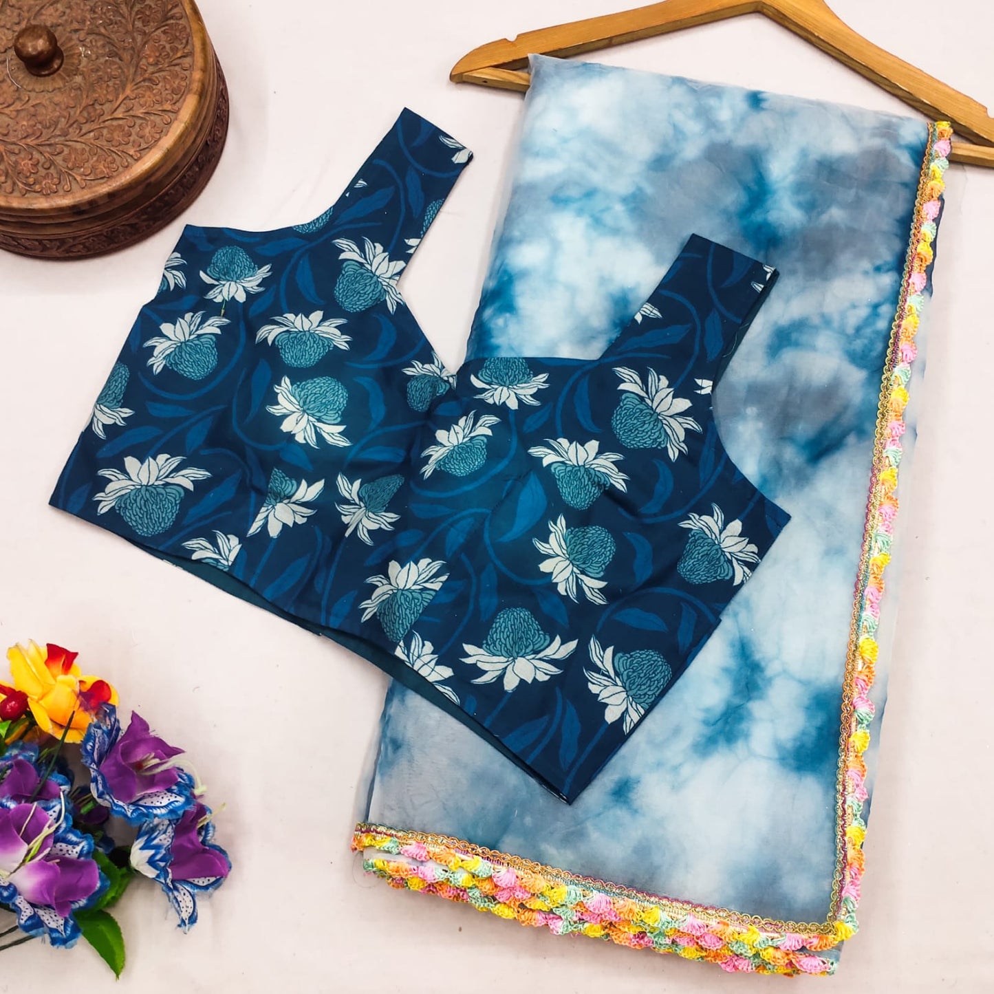 Organza Saree with Artistic Printed Blouse